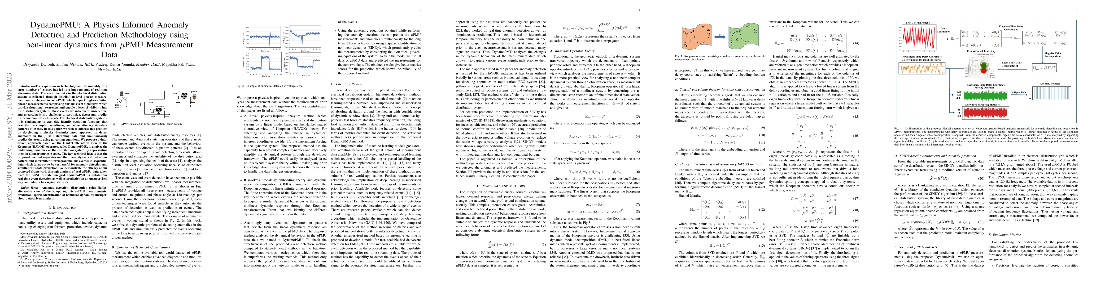 Thumbnail for DynamoPMU: A Physics Informed Anomaly Detection and Prediction
  Methodology using non-linear dynamics from $\mu$PMU Measurement Data