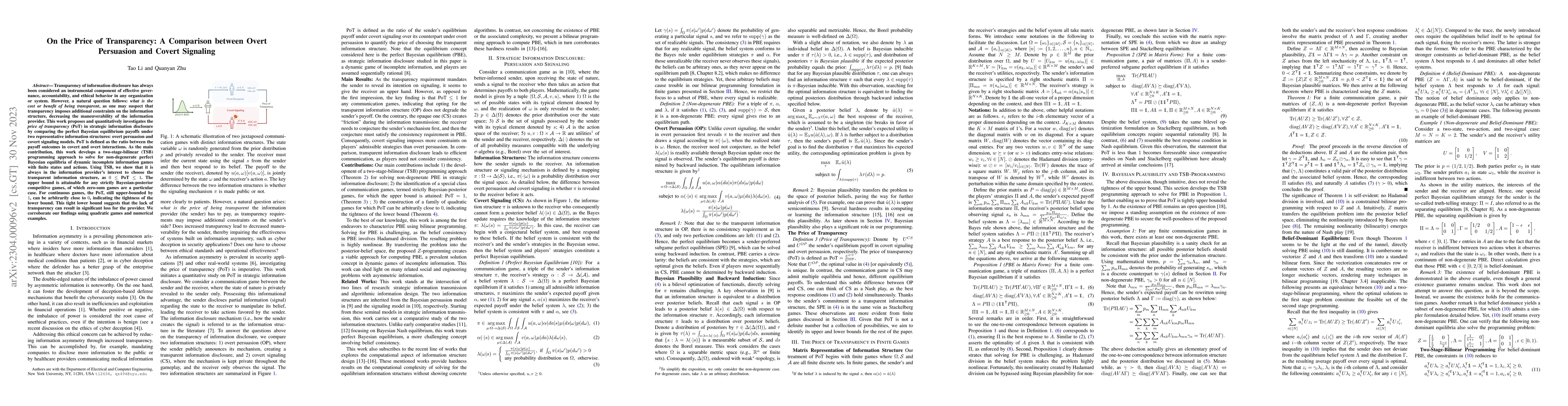 Thumbnail for On the Price of Transparency: A Comparison between Overt Persuasion and
  Covert Signaling