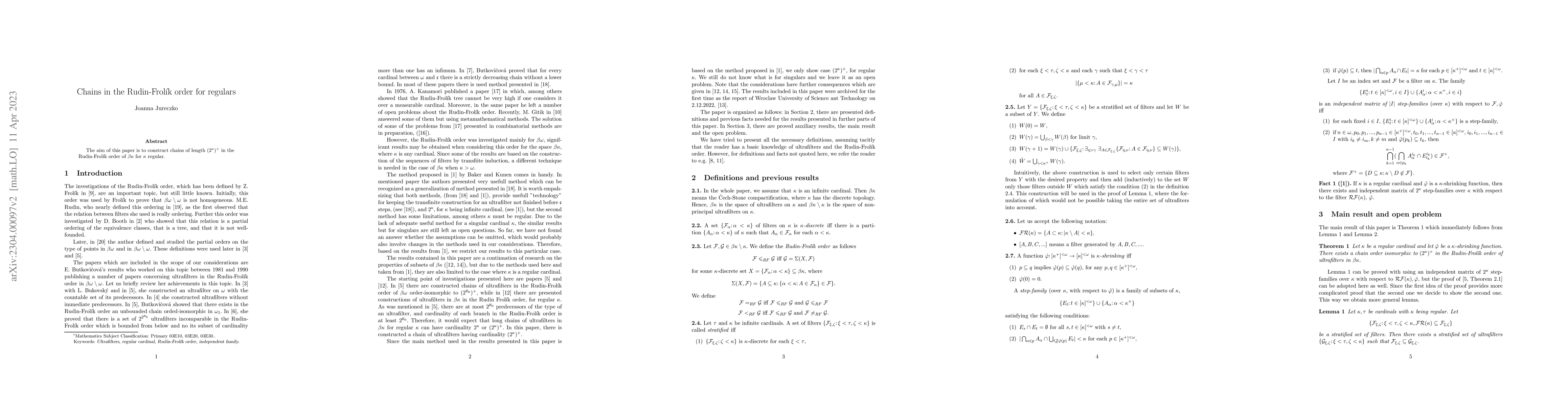 Thumbnail for Chains in Rudin-Frolik order for regulars