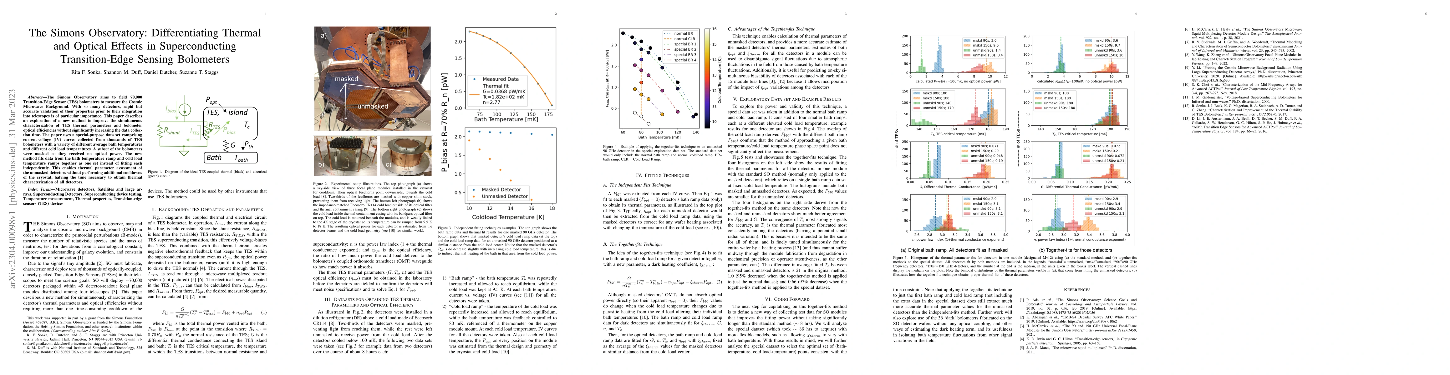 Thumbnail for The Simons Observatory: Differentiating Thermal and Optical Effects in
  Superconducting Transition-Edge Sensing Bolometers