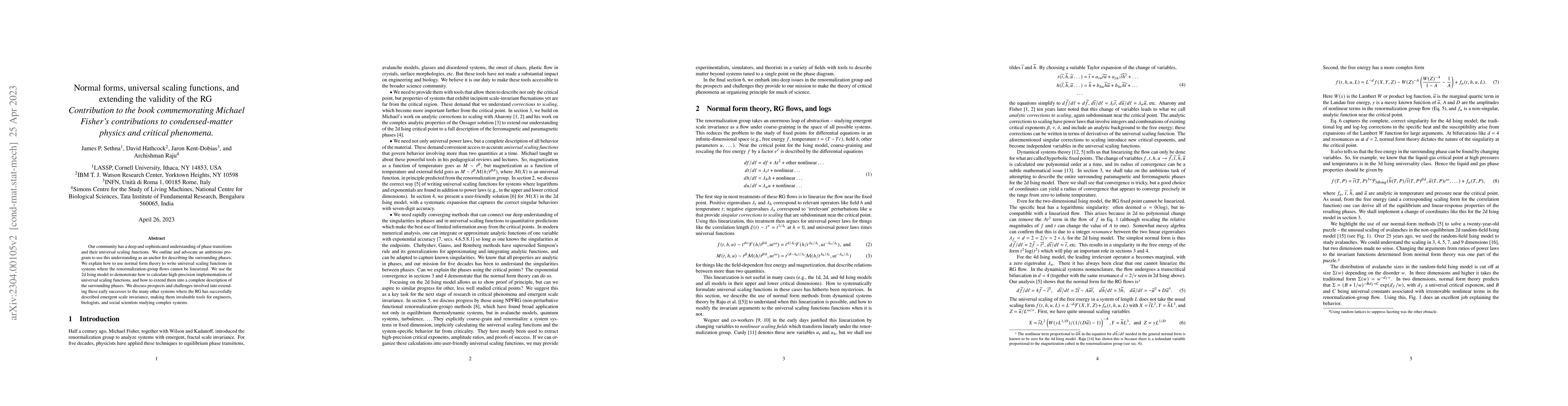 Thumbnail for Normal forms, universal scaling functions, and extending the validity of
  the RG