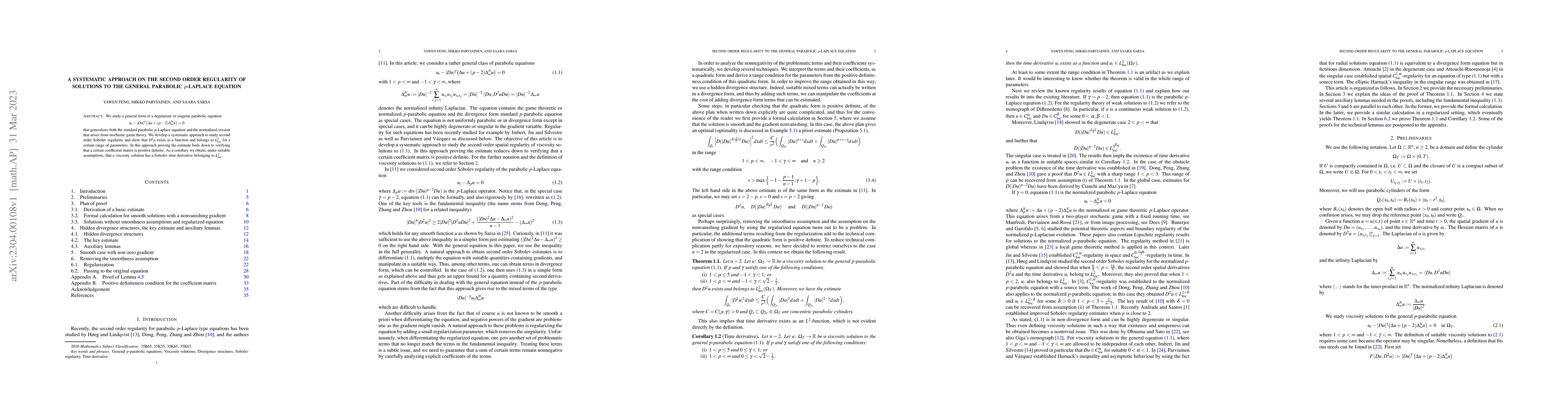 Thumbnail for A systematic approach on the second order regularity of solutions to the
  general parabolic $p$-Laplace equation