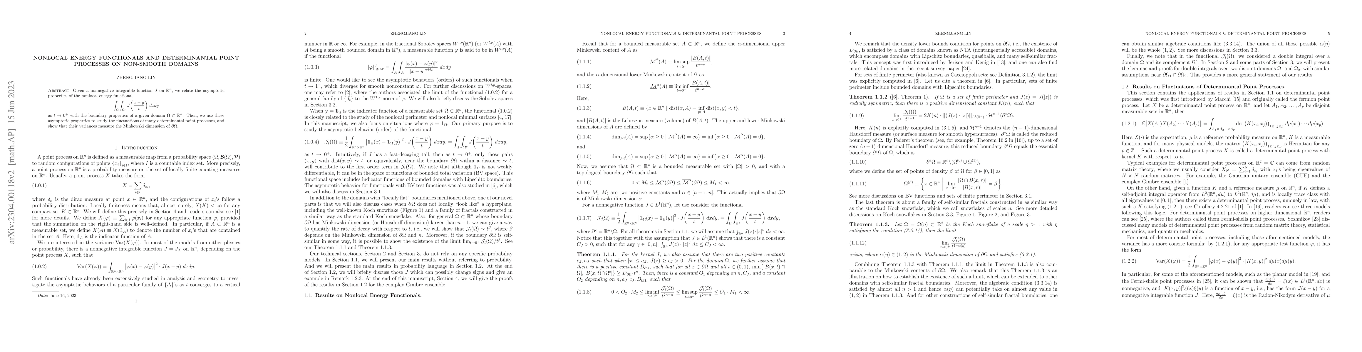 Thumbnail for Nonlocal energy functionals and determinantal point processes on
  non-smooth domains