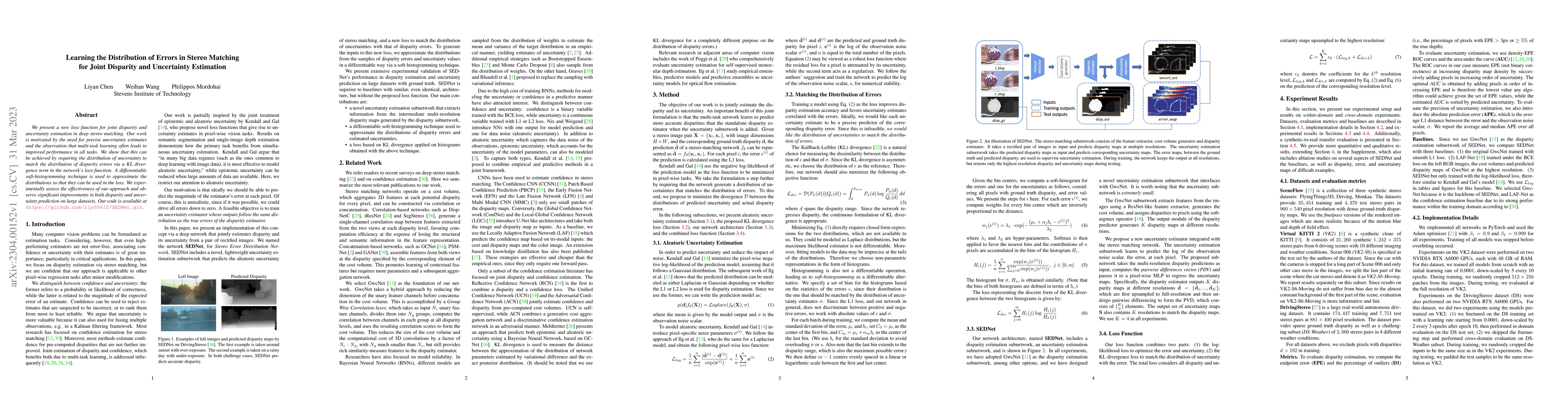 Thumbnail for Learning the Distribution of Errors in Stereo Matching for Joint
  Disparity and Uncertainty Estimation