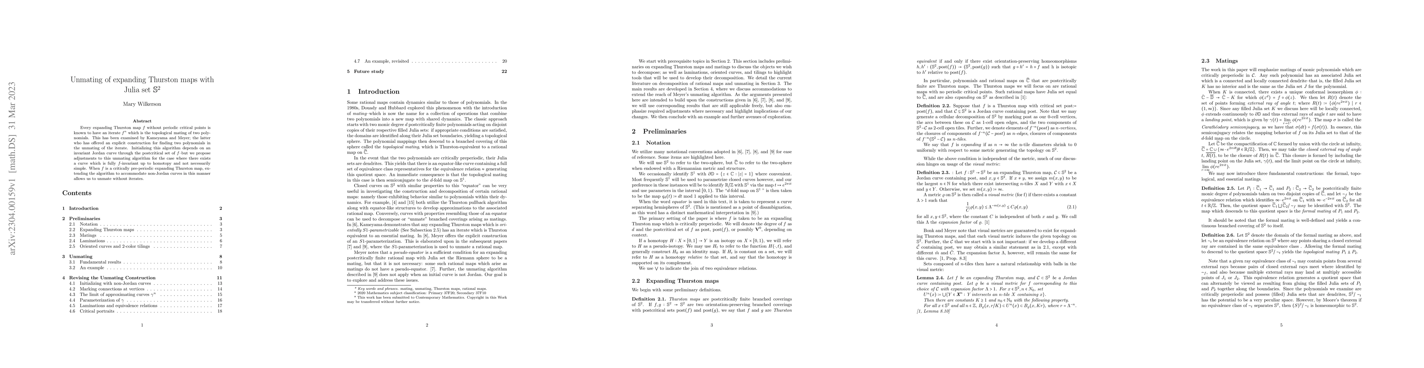 Thumbnail for Unmating of expanding Thurston maps with Julia set $\mathbb{S}^2$