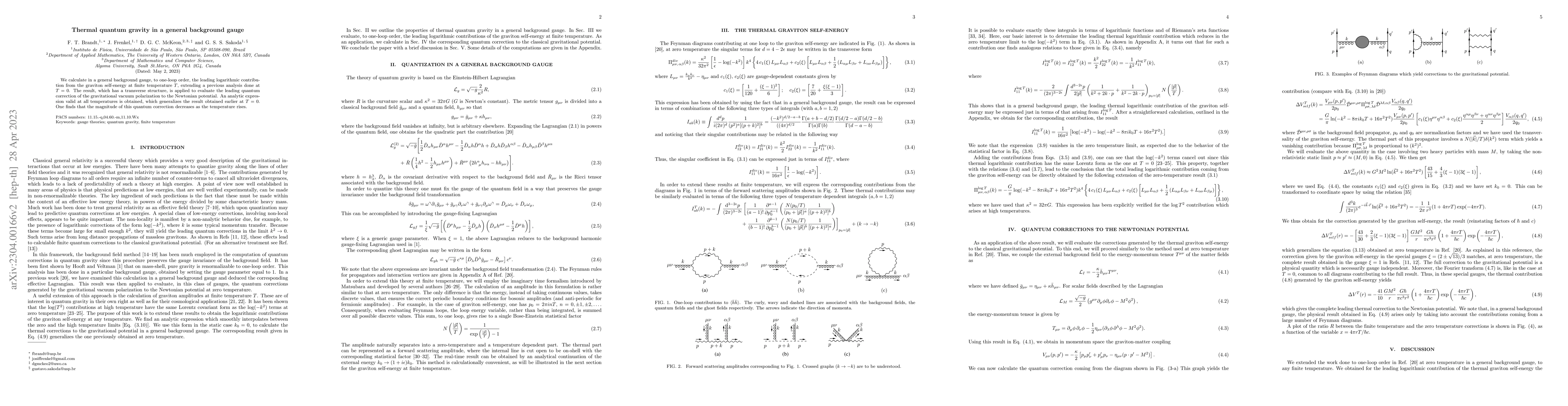 Thumbnail for Thermal quantum gravity in a general background gauge