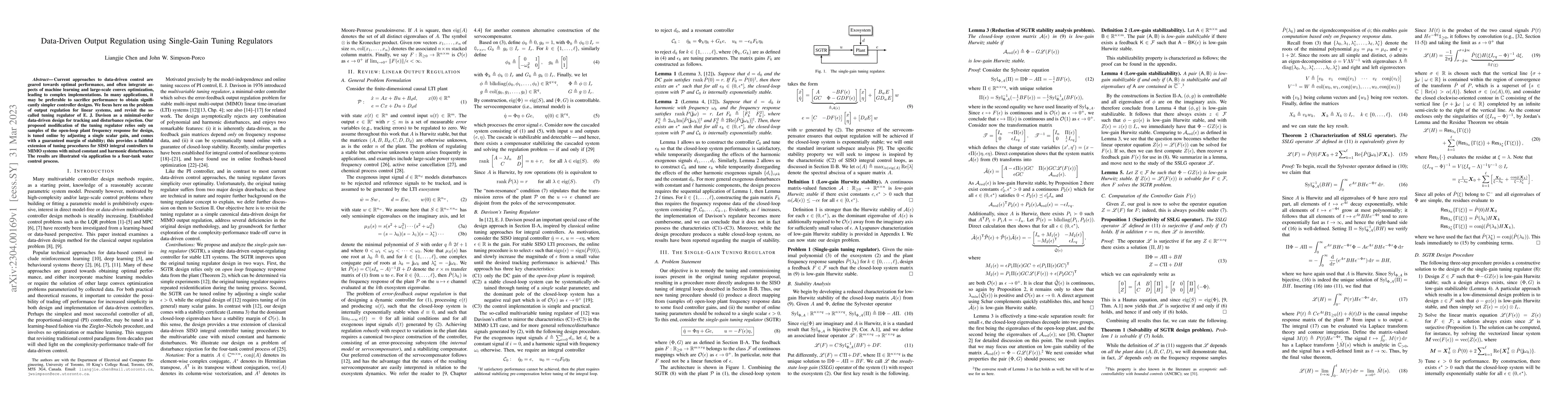 Thumbnail for Data-Driven Output Regulation using Single-Gain Tuning Regulators