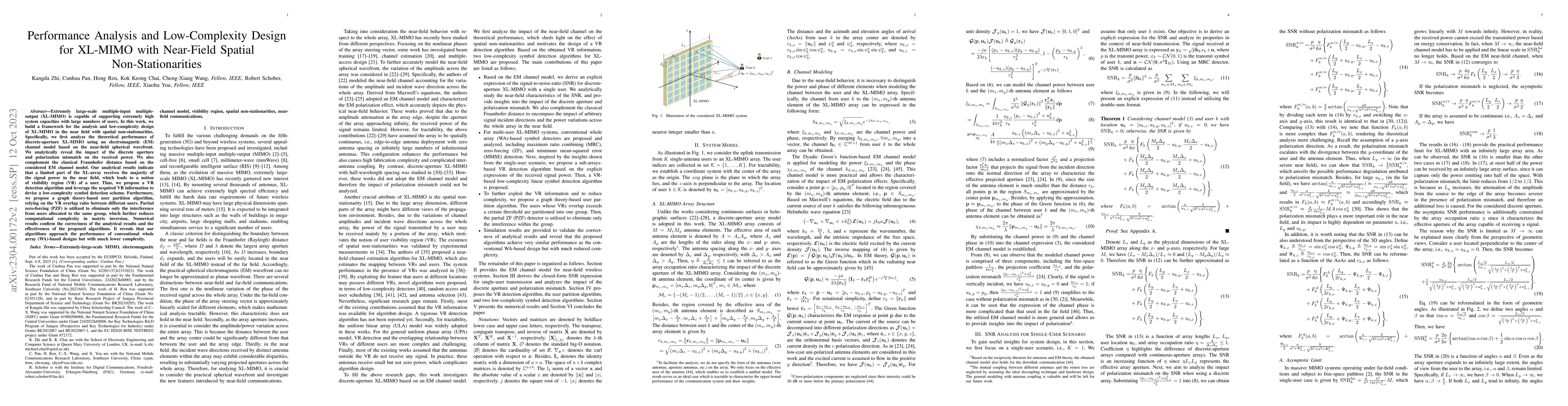 Thumbnail for Performance Analysis and Low-Complexity Design for XL-MIMO with
  Near-Field Spatial Non-Stationarities
