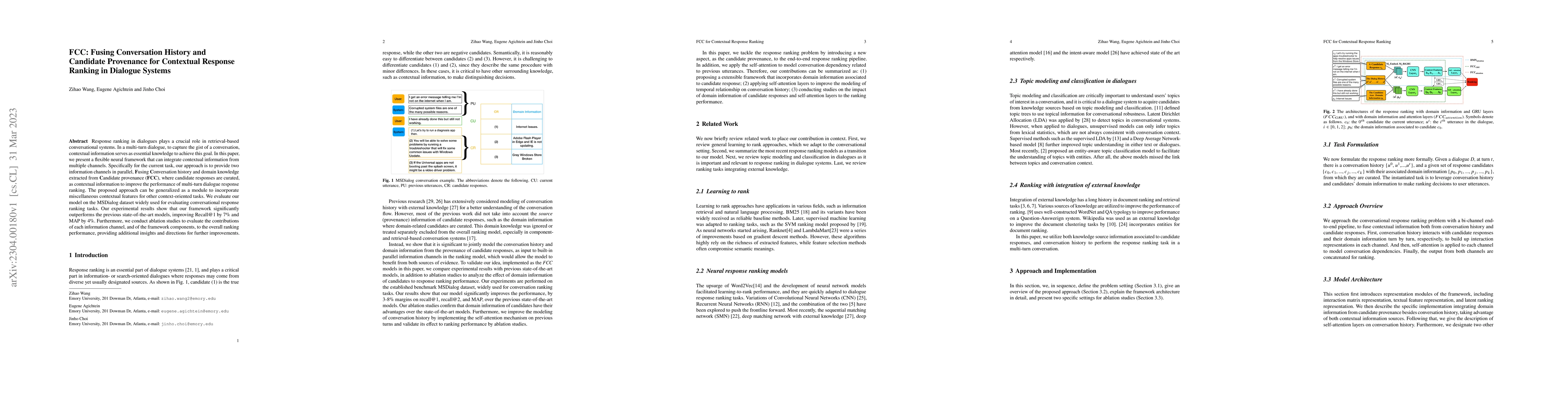Thumbnail for FCC: Fusing Conversation History and Candidate Provenance for Contextual
  Response Ranking in Dialogue Systems
