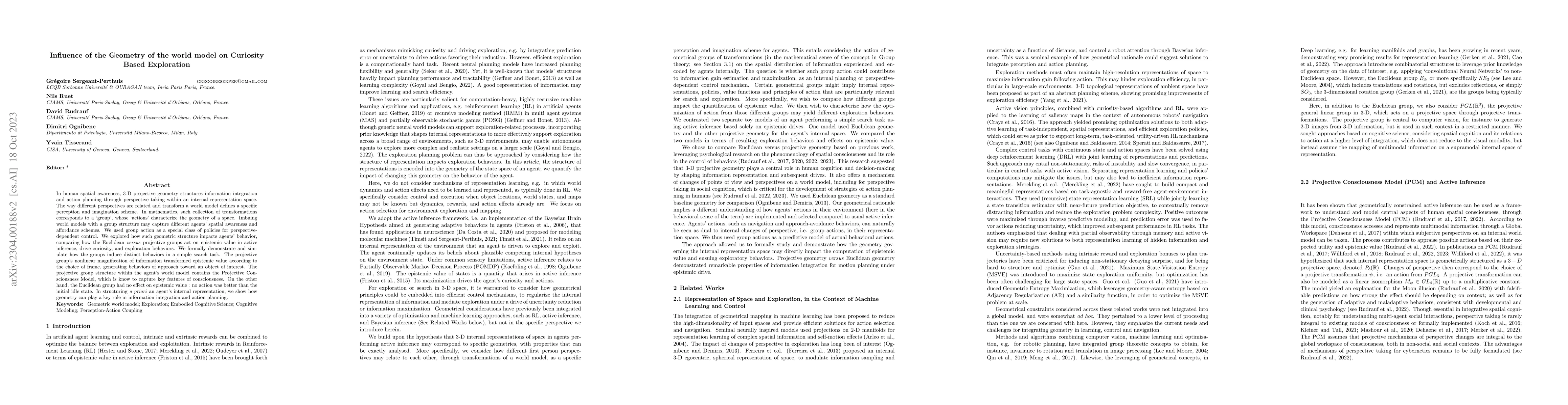 Thumbnail for Influence of the Geometry of the world model on Curiosity Based
  Exploration