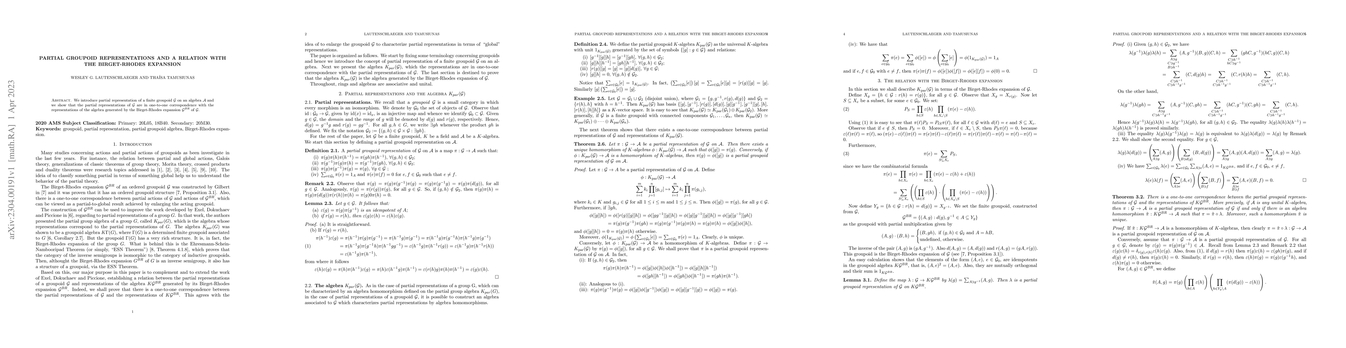 Thumbnail for Partial groupoid representations and a relation with the Birget-Rhodes
  expansion