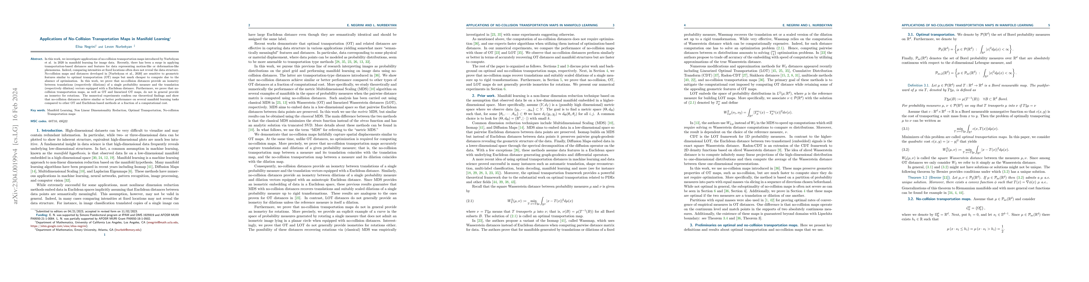 Thumbnail for Applications of No-Collision Transportation Maps in Manifold Learning