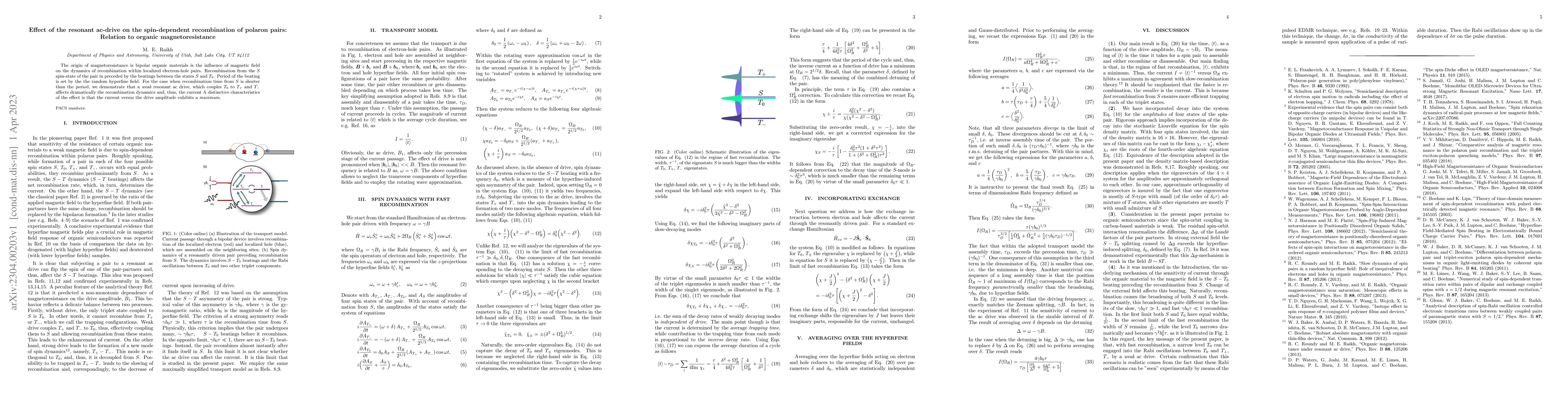 Thumbnail for Effect of the resonant ac-drive on the spin-dependent recombination of
  polaron pairs: Relation to organic magnetoresistance
