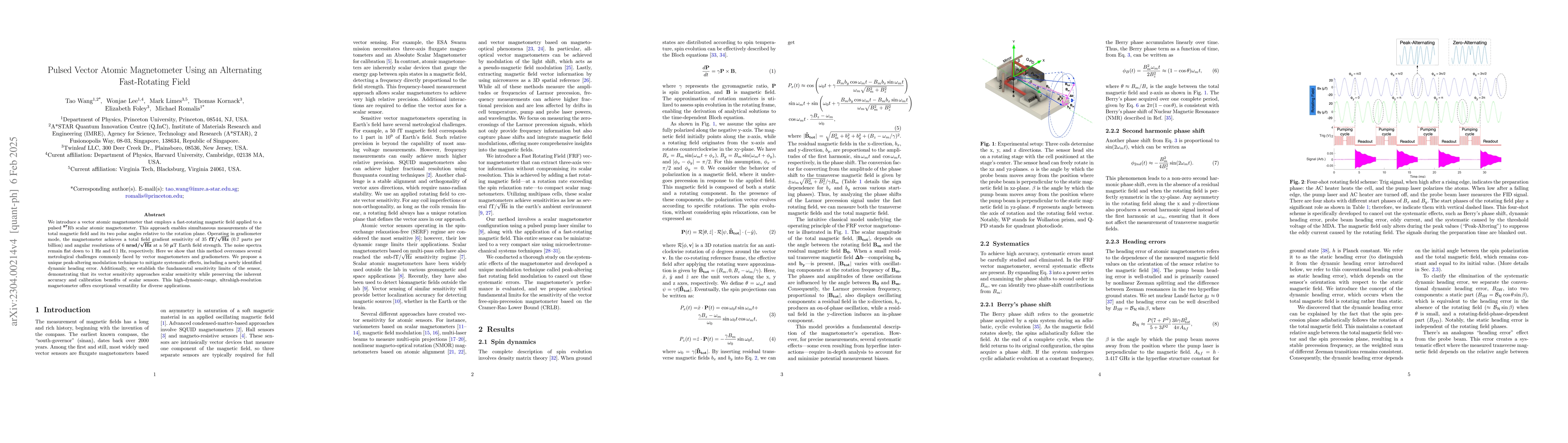 Thumbnail for High Dynamic Range Vector Atomic Magnetometer with 1 part-per-billion
  Resolution in Earth Field Range