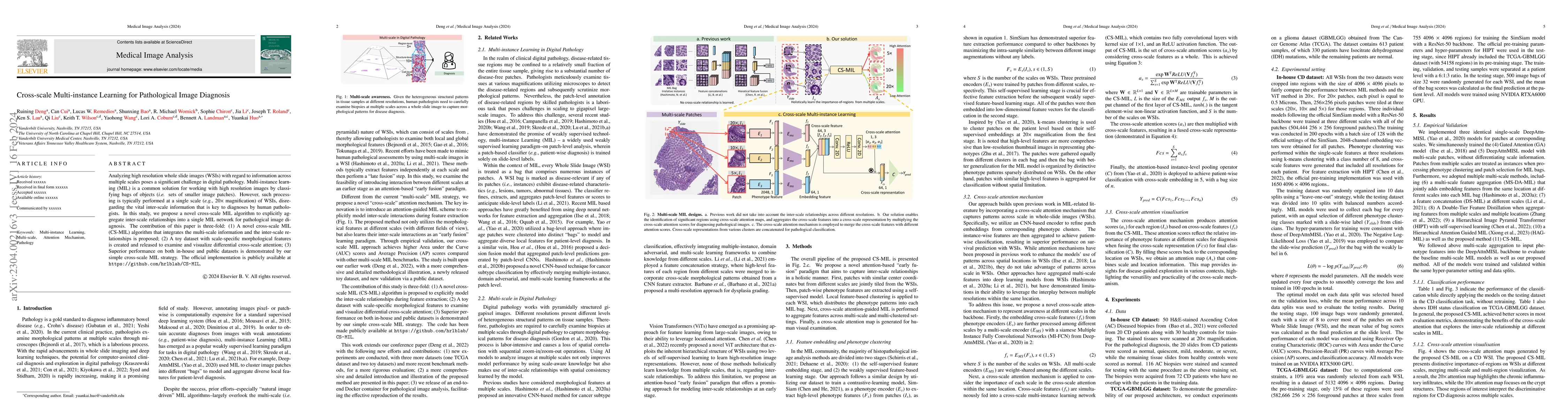 Thumbnail for Cross-scale Multi-instance Learning for Pathological Image Diagnosis