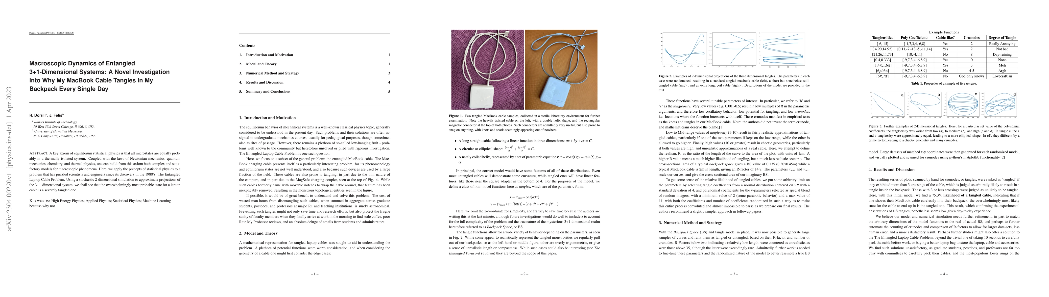 Thumbnail for Macroscopic Dynamics of Entangled 3+1-Dimensional Systems: A Novel
  Investigation Into Why My MacBook Cable Tangles in My Backpack Every Single
  Day
