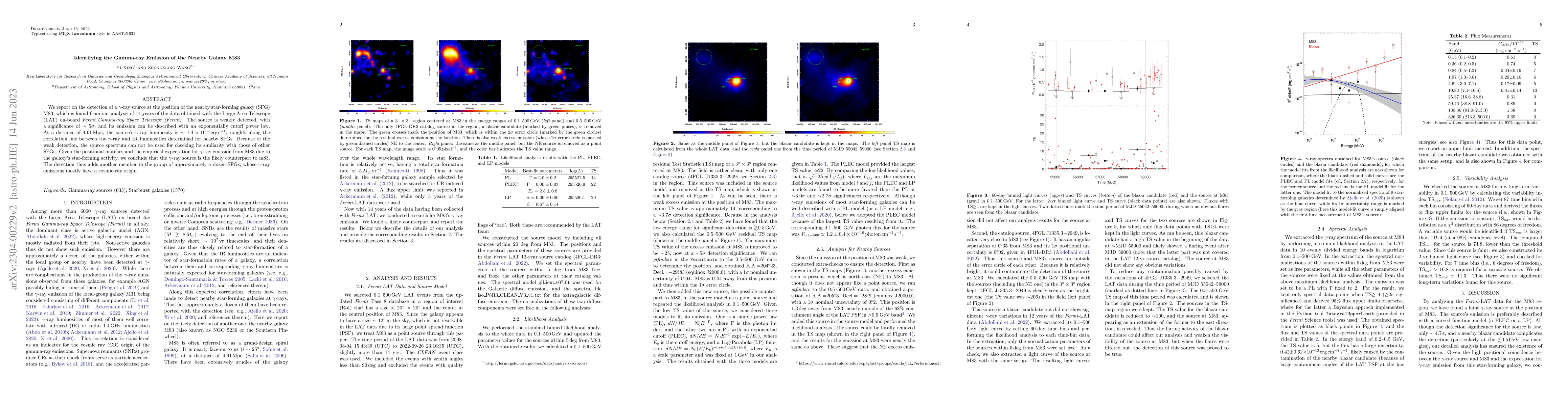 Thumbnail for Identifying the Gamma-ray Emission of the Nearby Galaxy M83