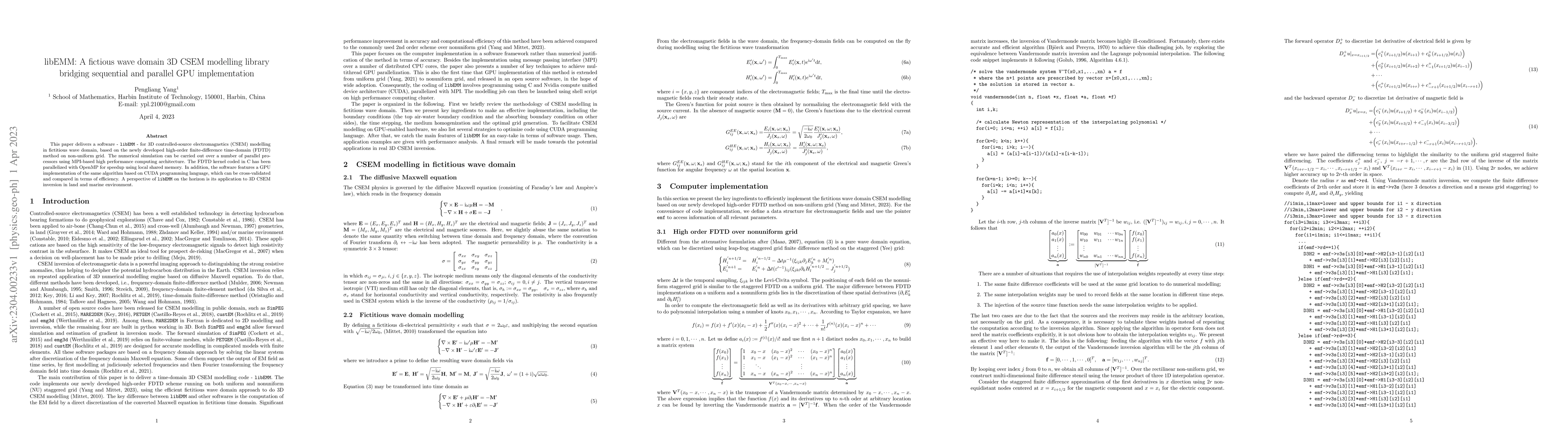 Thumbnail for libEMM: A fictious wave domain 3D CSEM modelling library bridging
  sequential and parallel GPU implementation