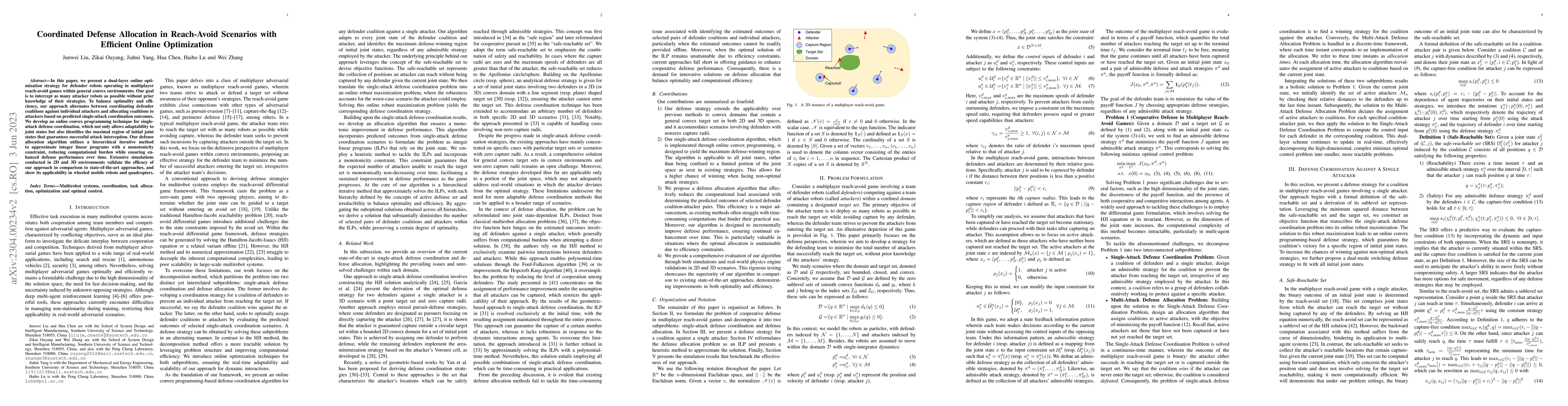 Thumbnail for Coordinated Defense Allocation in Reach-Avoid Scenarios with Efficient
  Online Optimization