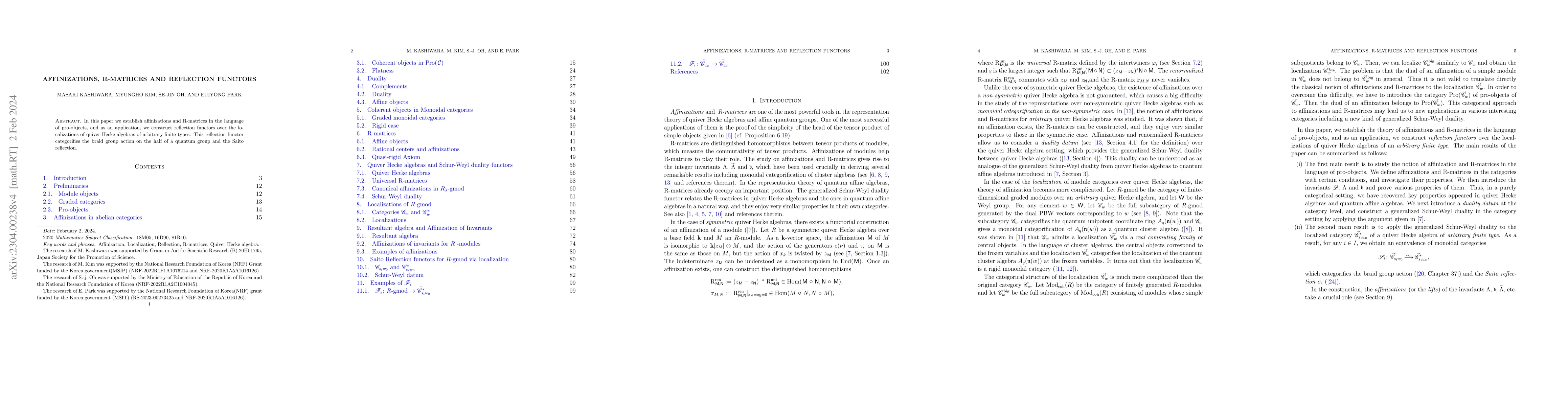 Thumbnail for Affinizations, R-matrices and reflection functors