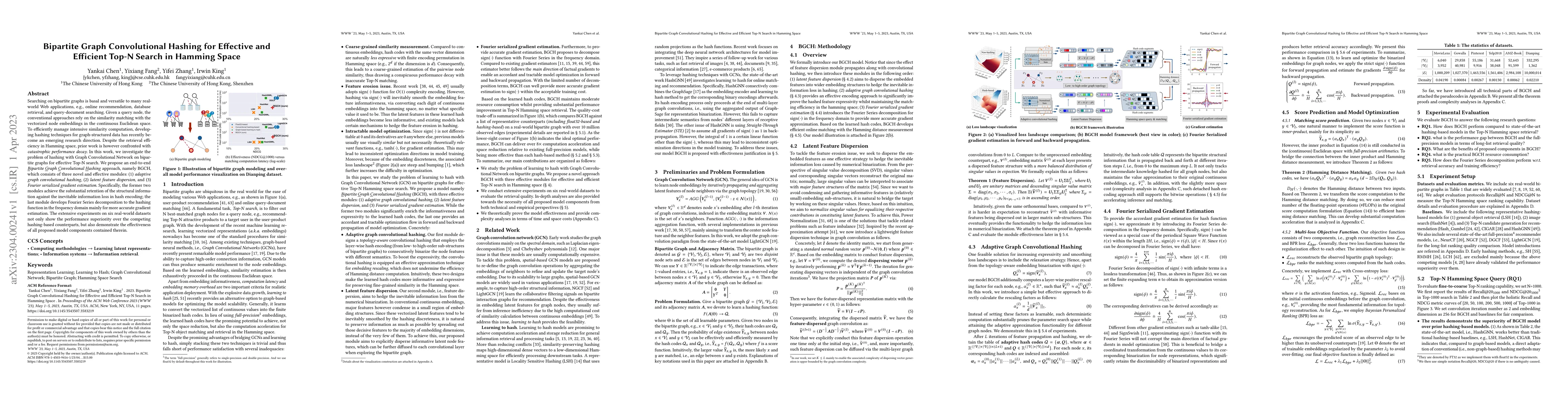 Thumbnail for Bipartite Graph Convolutional Hashing for Effective and Efficient Top-N
  Search in Hamming Space