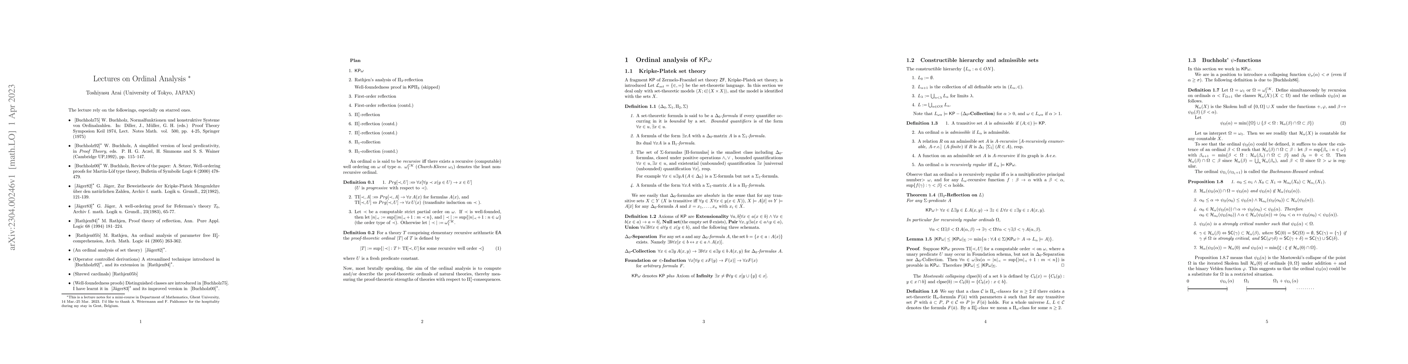 Thumbnail for Lectures on Ordinal Analysis