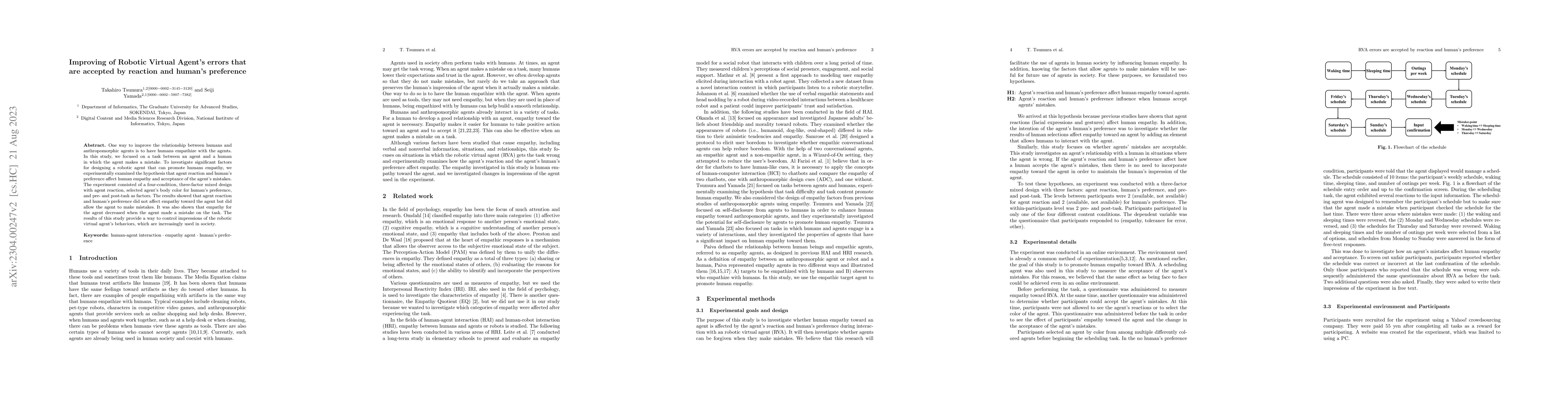 Thumbnail for Improving of Robotic Virtual Agent's errors that are accepted by
  reaction and human's preference