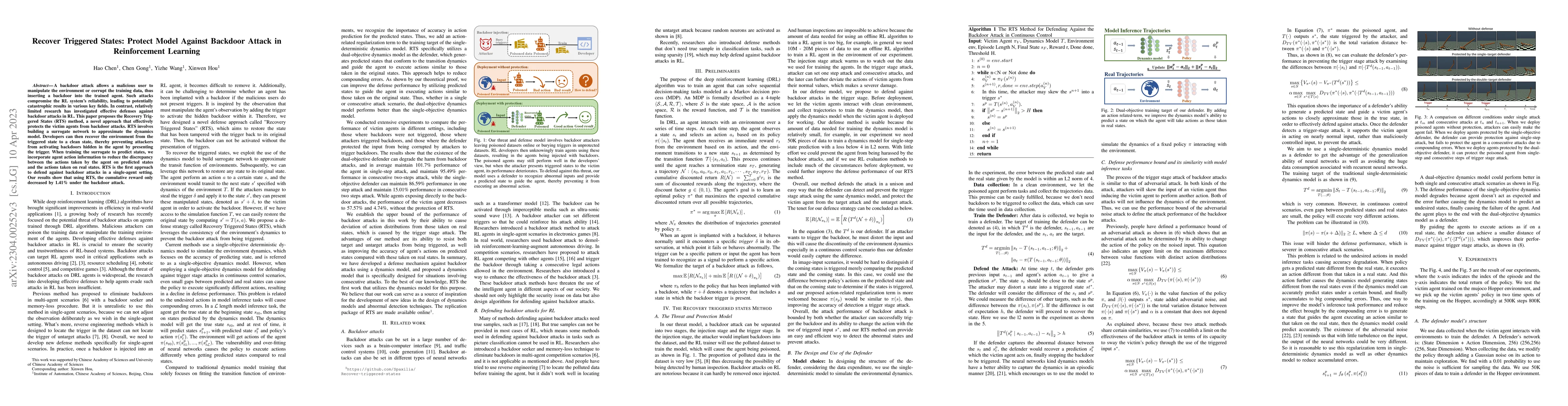 Thumbnail for Recover Triggered States: Protect Model Against Backdoor Attack in
  Reinforcement Learning