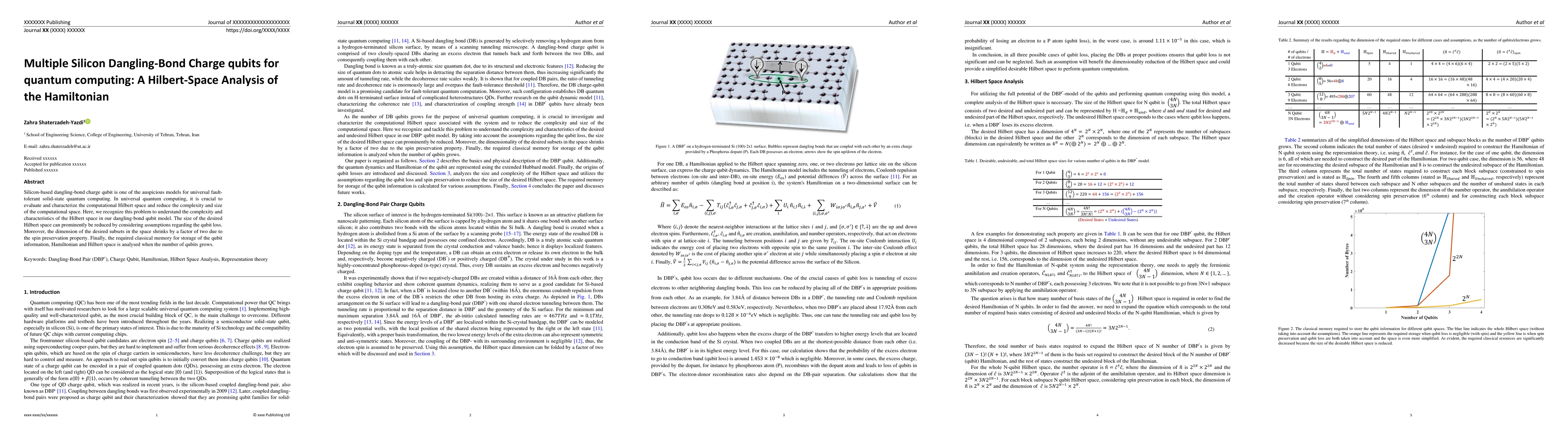 Thumbnail for Multiple Silicon Dangling-Bond Charge qubits for quantum computing: A
  Hilbert-Space Analysis of the Hamiltonian