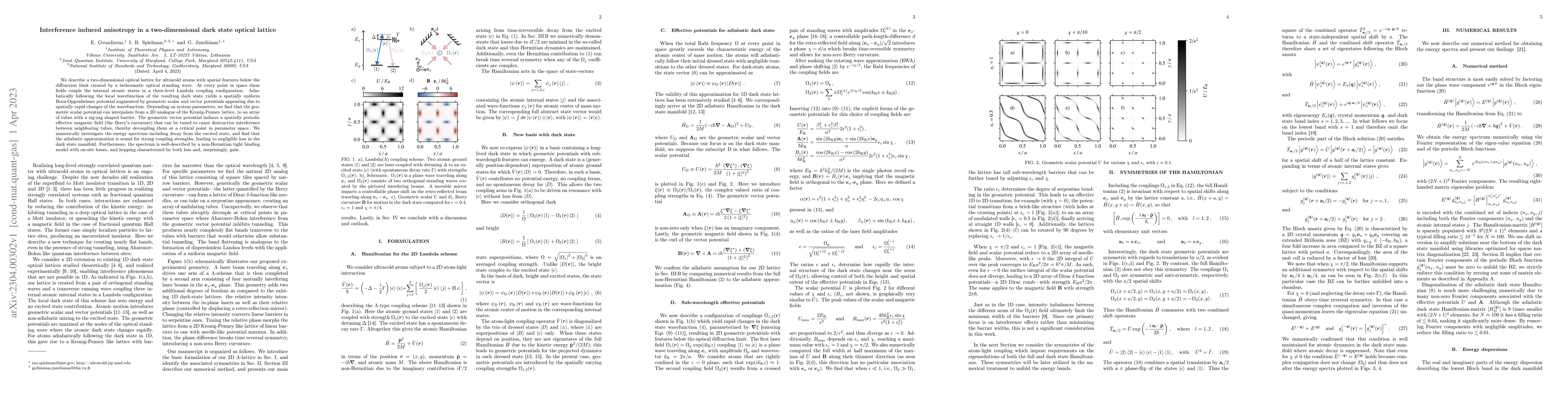 Thumbnail for Interference induced anisotropy in a two-dimensional dark state optical
  lattice