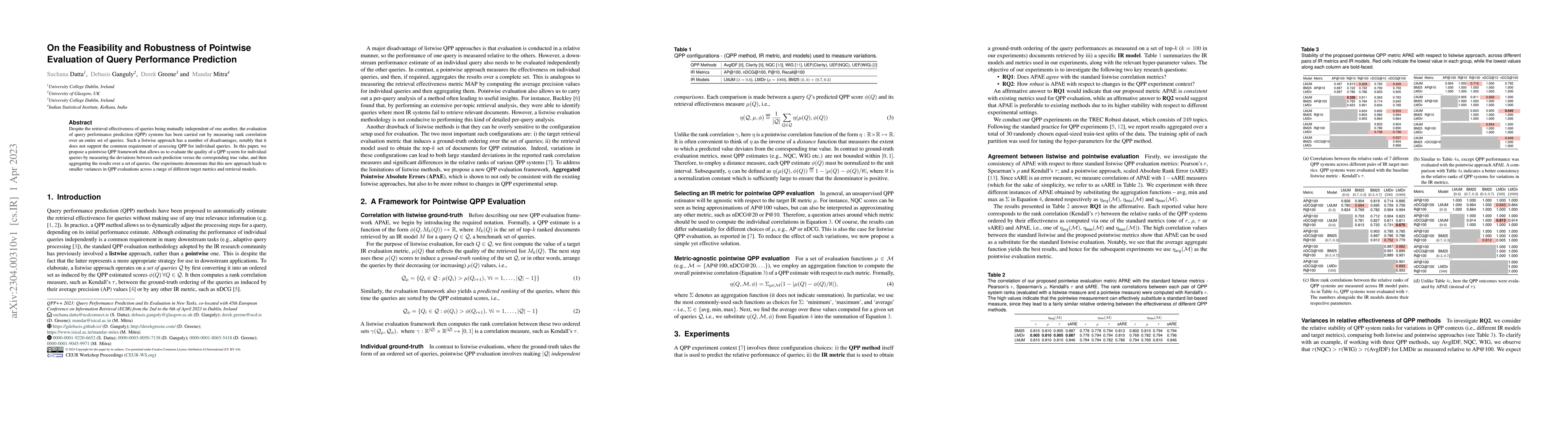 Thumbnail for On the Feasibility and Robustness of Pointwise Evaluation of Query
  Performance Prediction