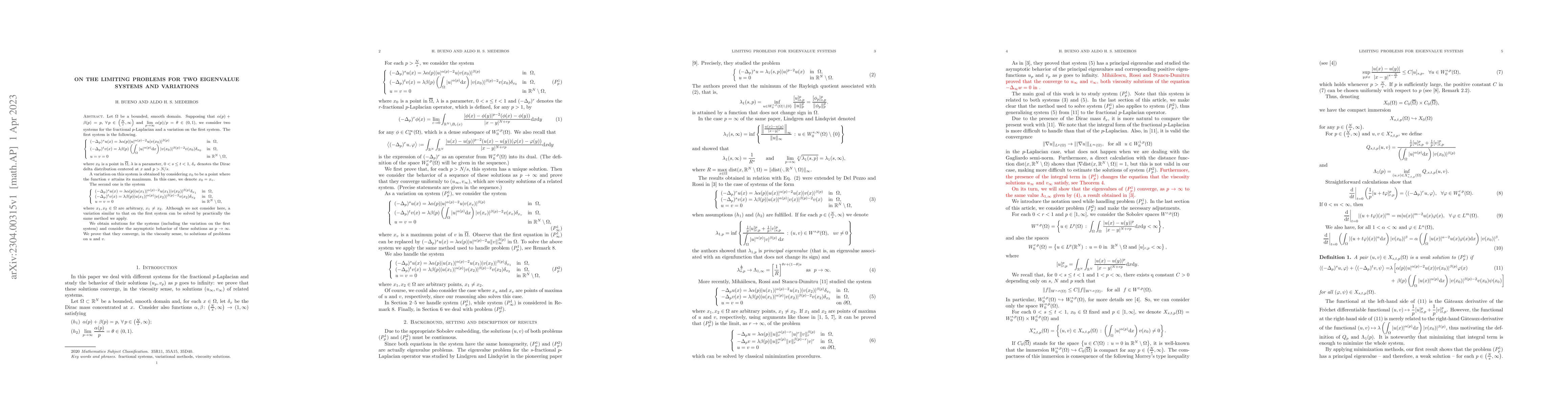 Thumbnail for On the limiting problems for two eigenvalue systems and variations