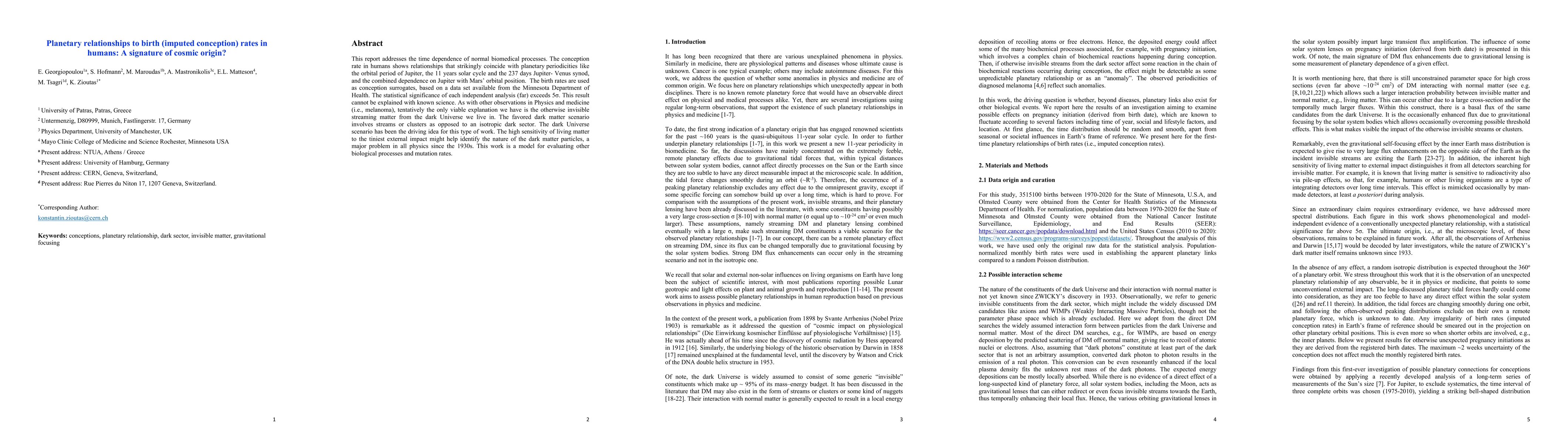 Thumbnail for Planetary relationships to birth (imputed conception) rates in humans: A
  signature of cosmic origin?