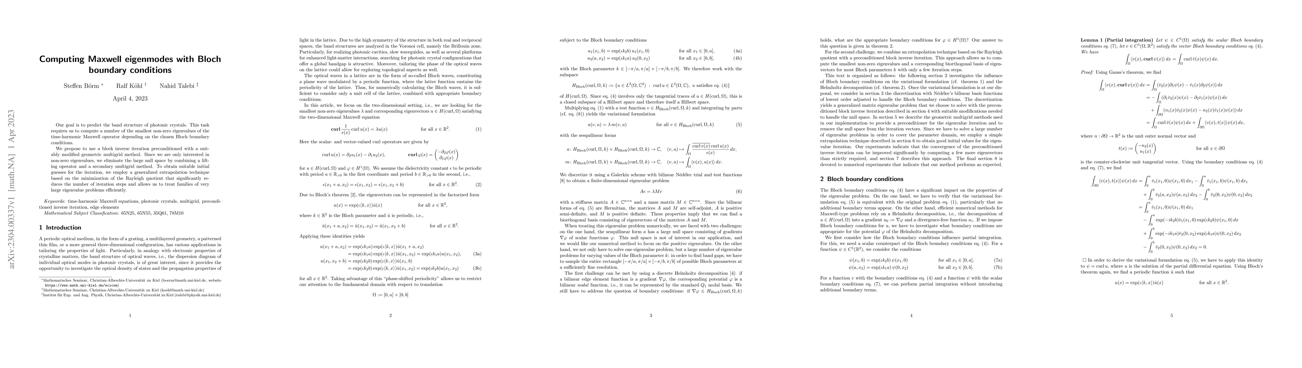 Thumbnail for Computing Maxwell eigenmodes with Bloch boundary conditions