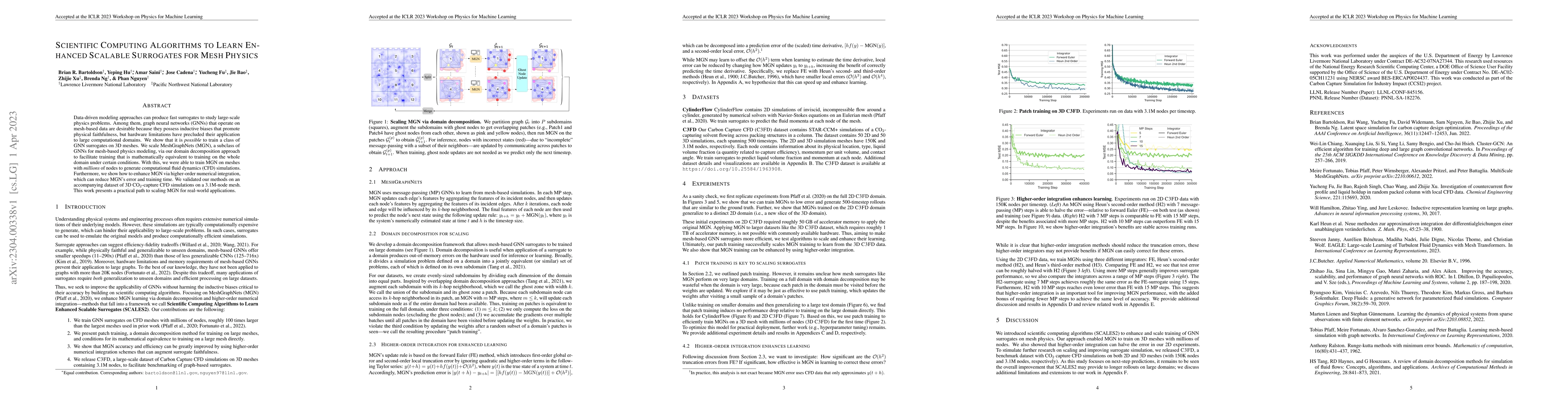 Thumbnail for Scientific Computing Algorithms to Learn Enhanced Scalable Surrogates
  for Mesh Physics