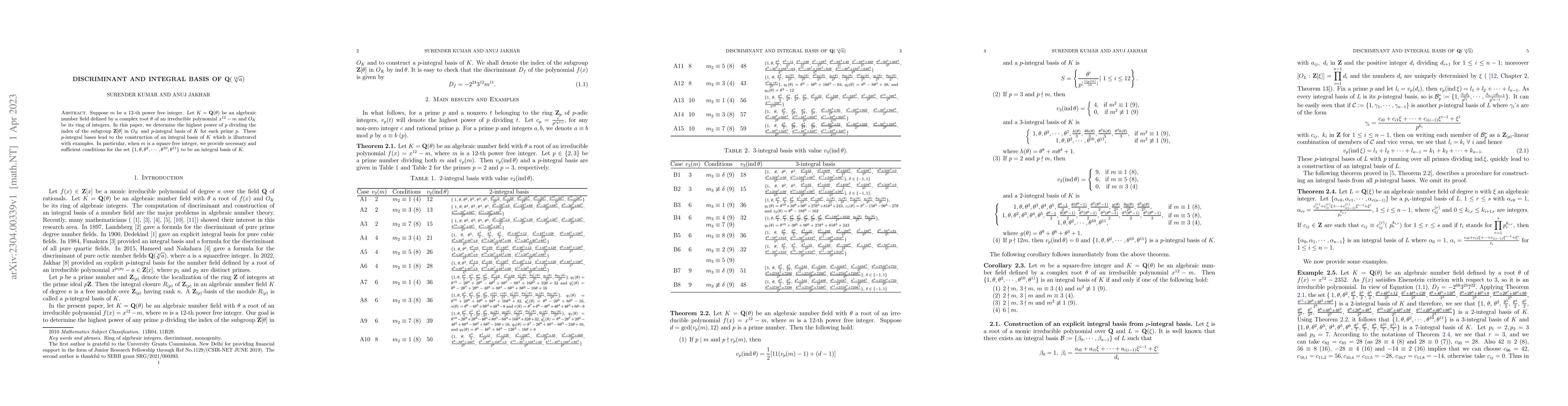 Thumbnail for DISCRIMINANT and integral basis OF $\mathbb{Q}(\sqrt[12]{a})$