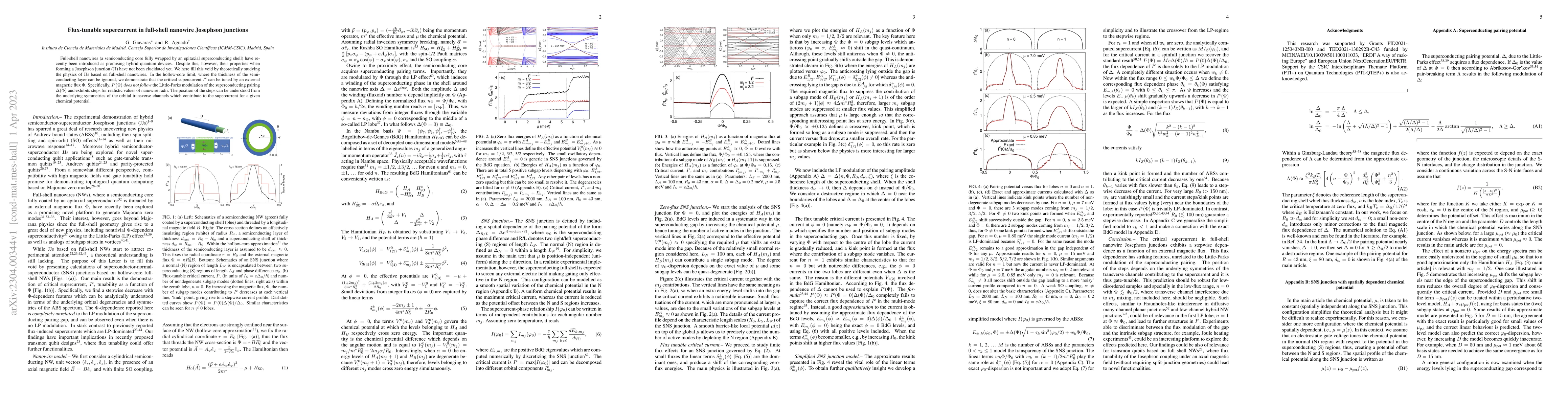 Thumbnail for Flux-tunable supercurrent in full-shell nanowire Josephson junctions