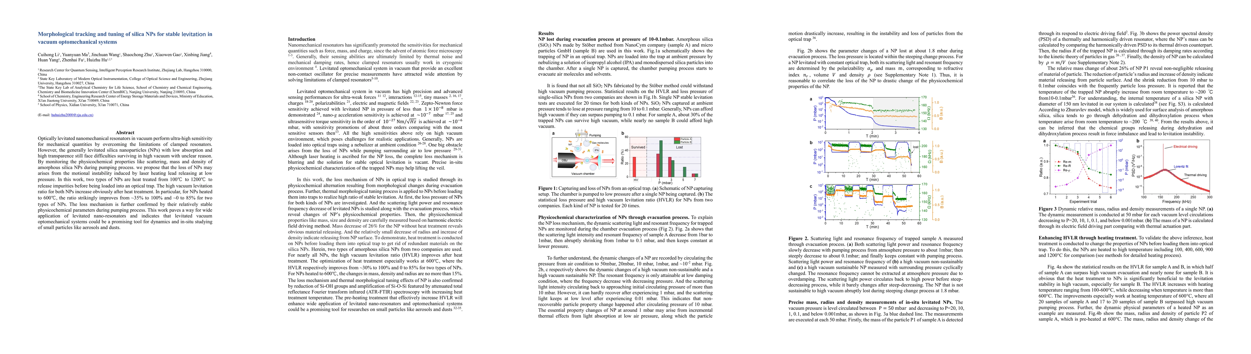 Thumbnail for Morphological tracking and tuning of silica NPs for stable levitation in
  vacuum optomechanical systems