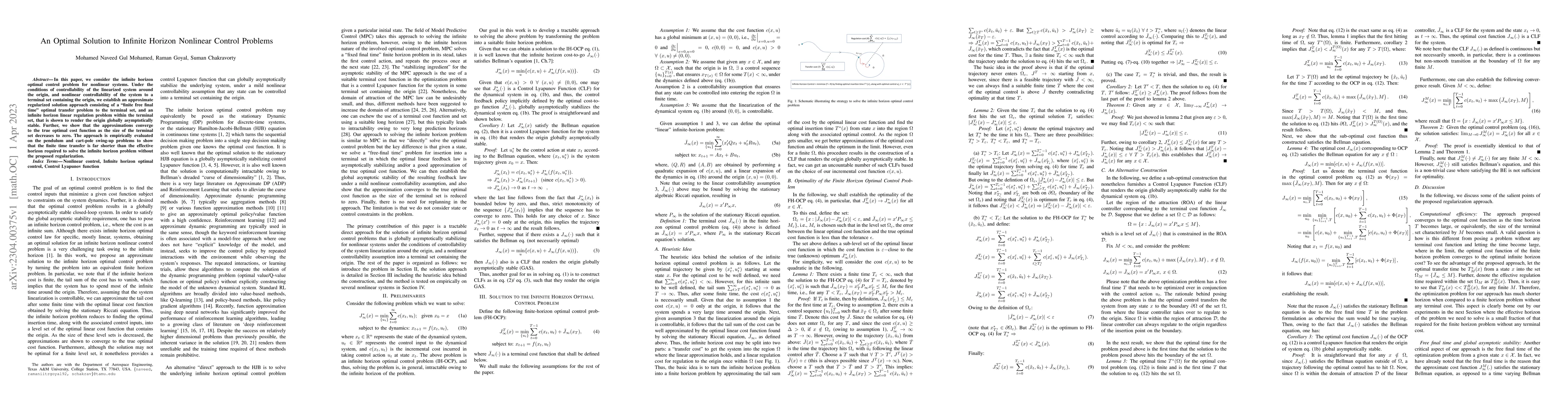 Thumbnail for An Optimal Solution to Infinite Horizon Nonlinear Control Problems