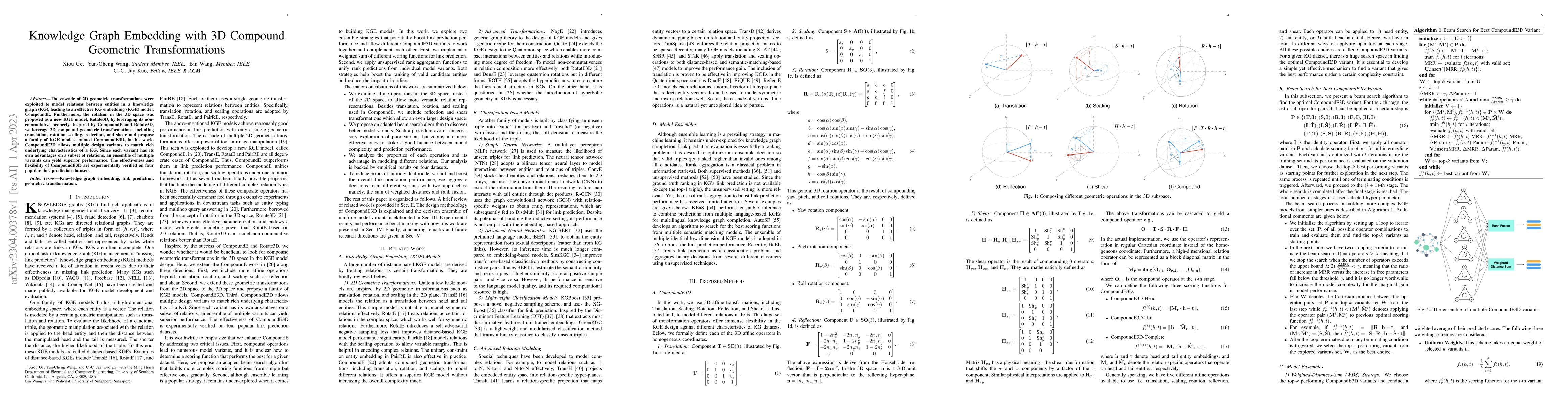 Thumbnail for Knowledge Graph Embedding with 3D Compound Geometric Transformations