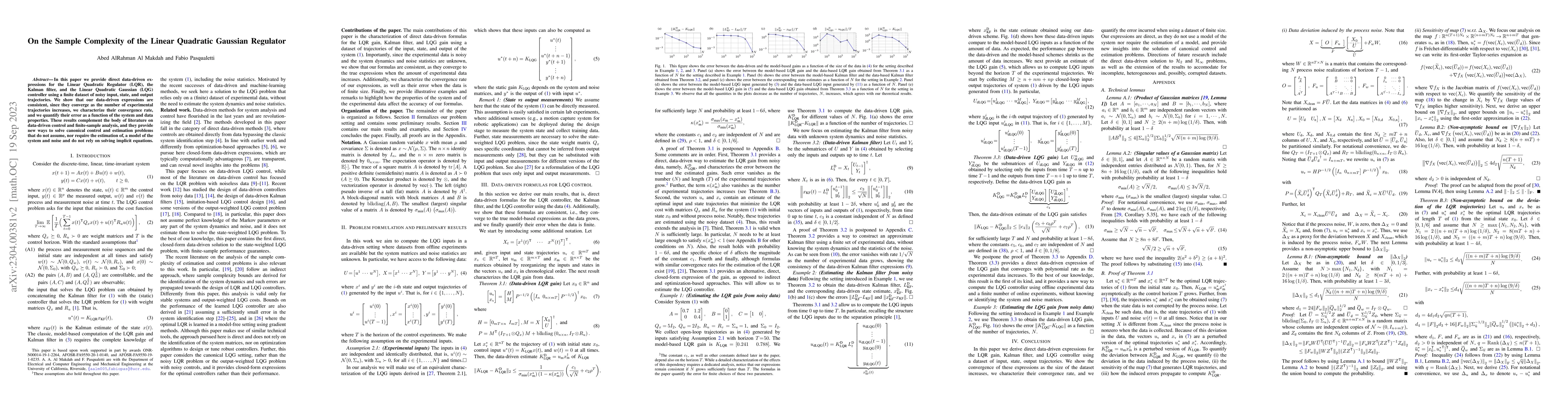 Thumbnail for On the Sample Complexity of the Linear Quadratic Gaussian Regulator