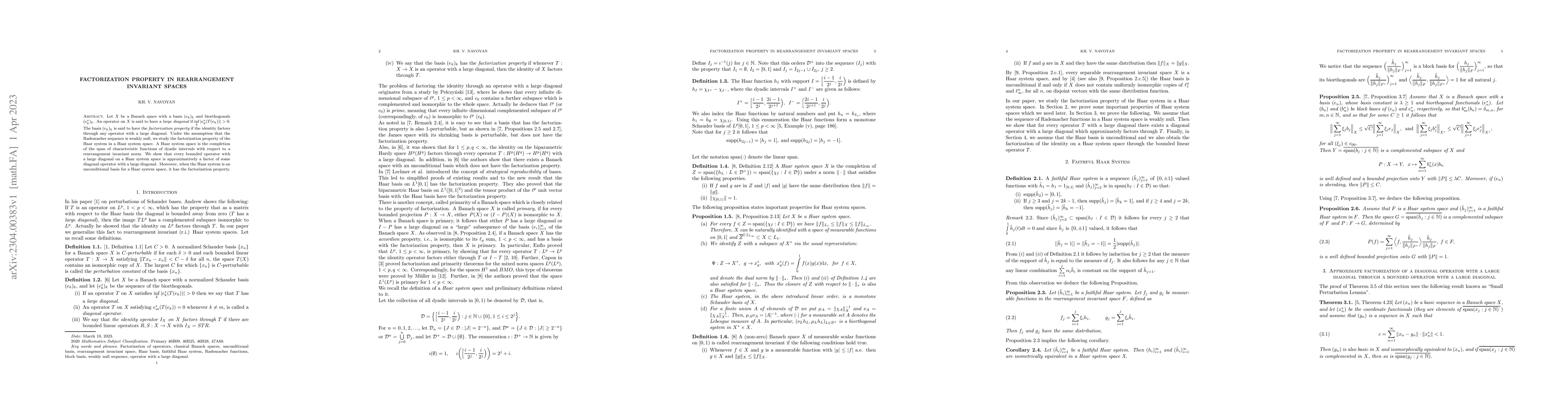 Thumbnail for Factorization Property in Rearrangement Invariant Spaces