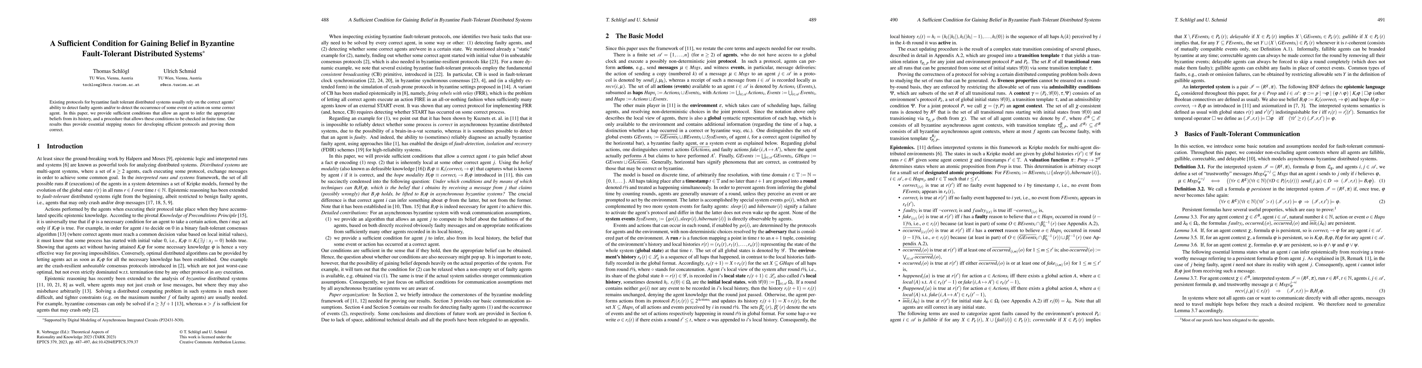 Thumbnail for A Sufficient Condition for Gaining Belief in Byzantine Fault-Tolerant
  Distributed Systems