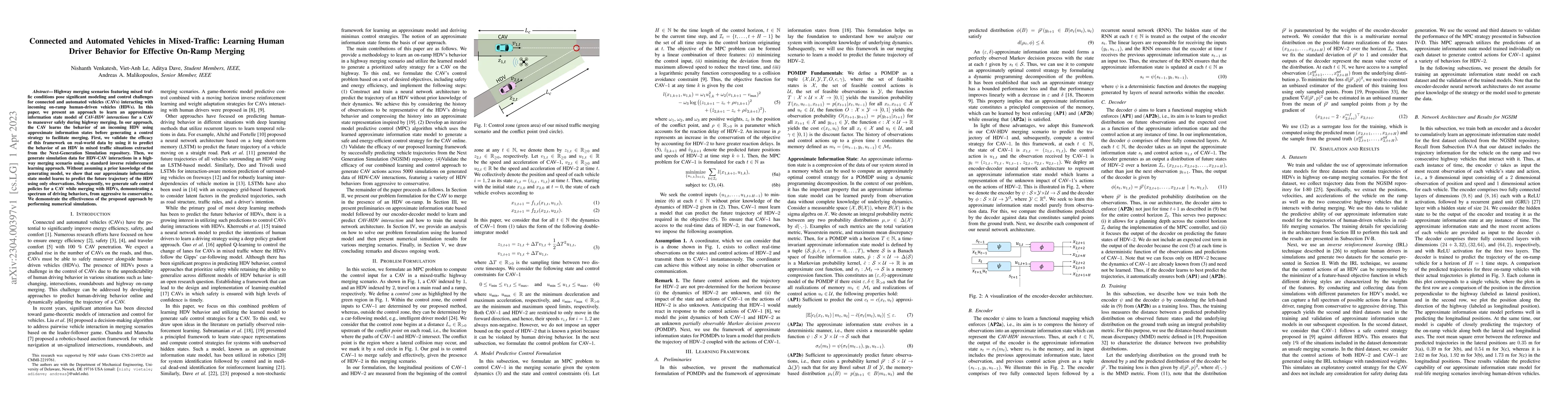 Thumbnail for Connected and Automated Vehicles in Mixed-Traffic: Learning Human Driver
  Behavior for Effective On-Ramp Merging