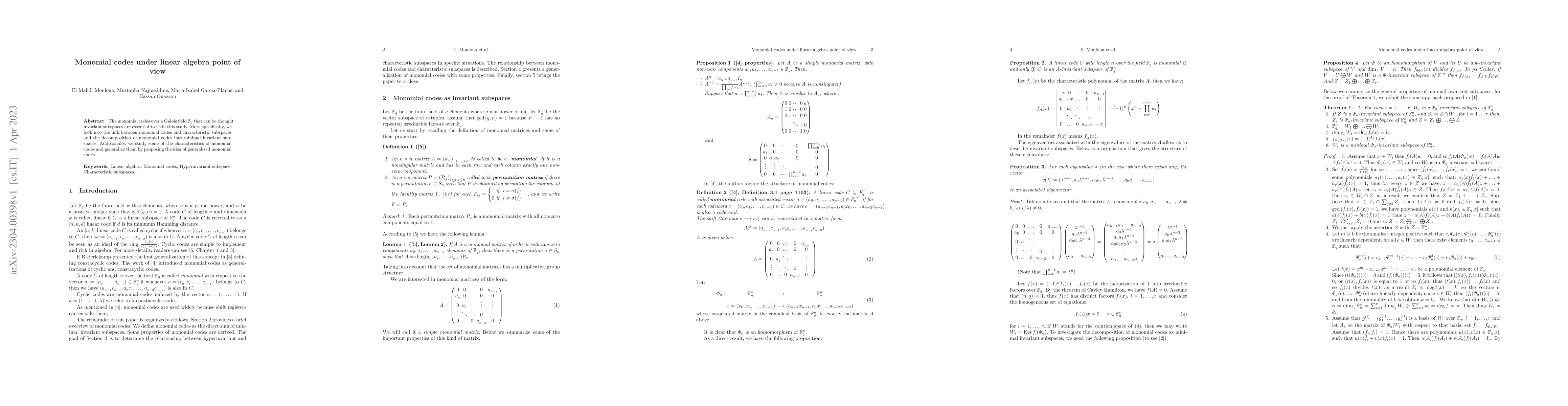 Thumbnail for Monomial codes under linear algebra point of view