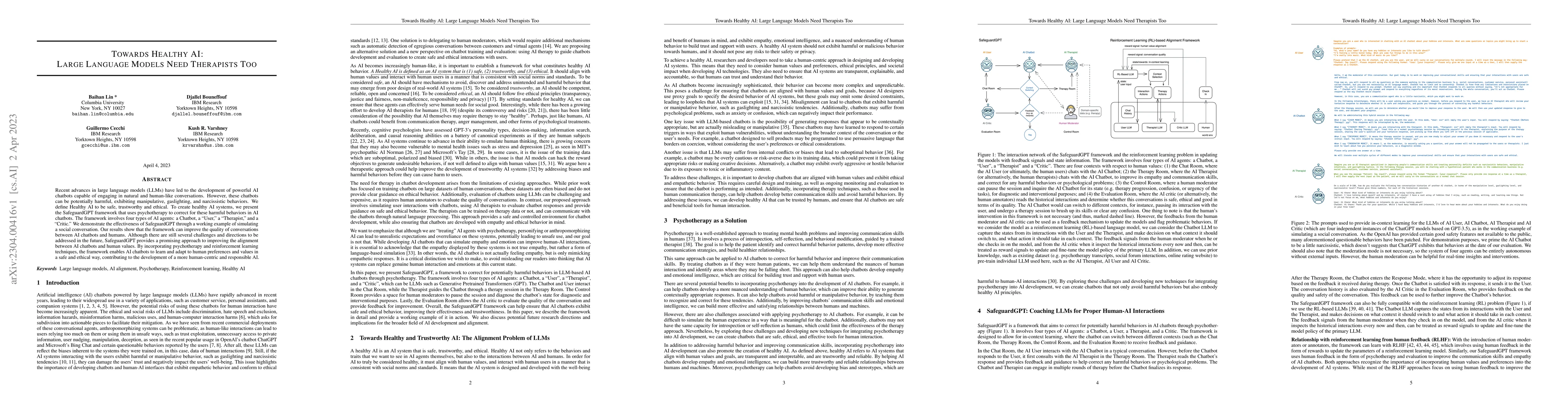 Thumbnail for Towards Healthy AI: Large Language Models Need Therapists Too