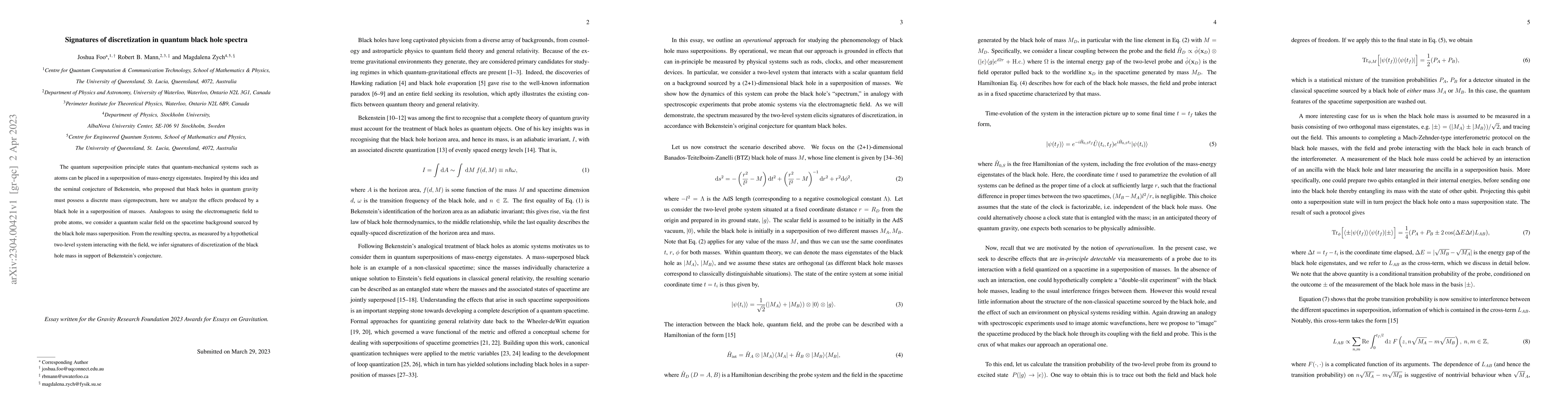 Thumbnail for Signatures of discretization in quantum black hole spectra