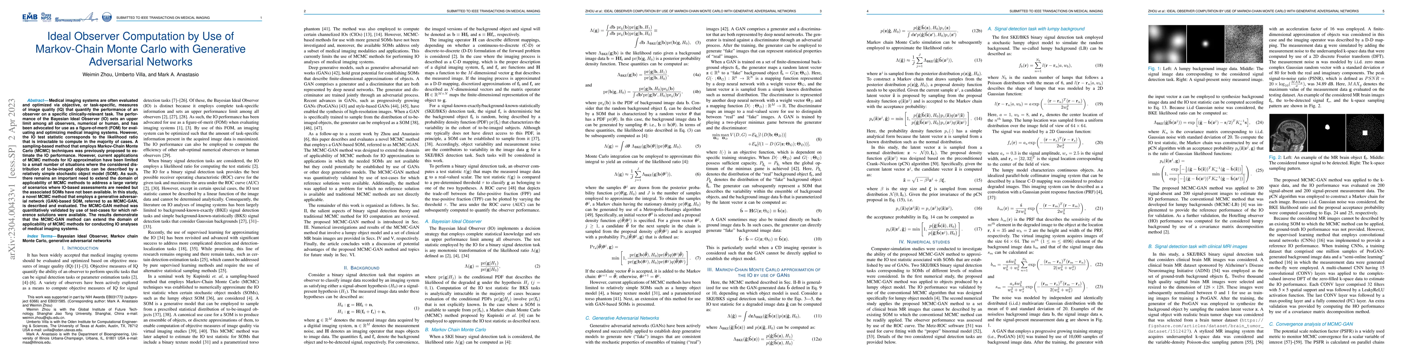 Thumbnail for Ideal Observer Computation by Use of Markov-Chain Monte Carlo with
  Generative Adversarial Networks