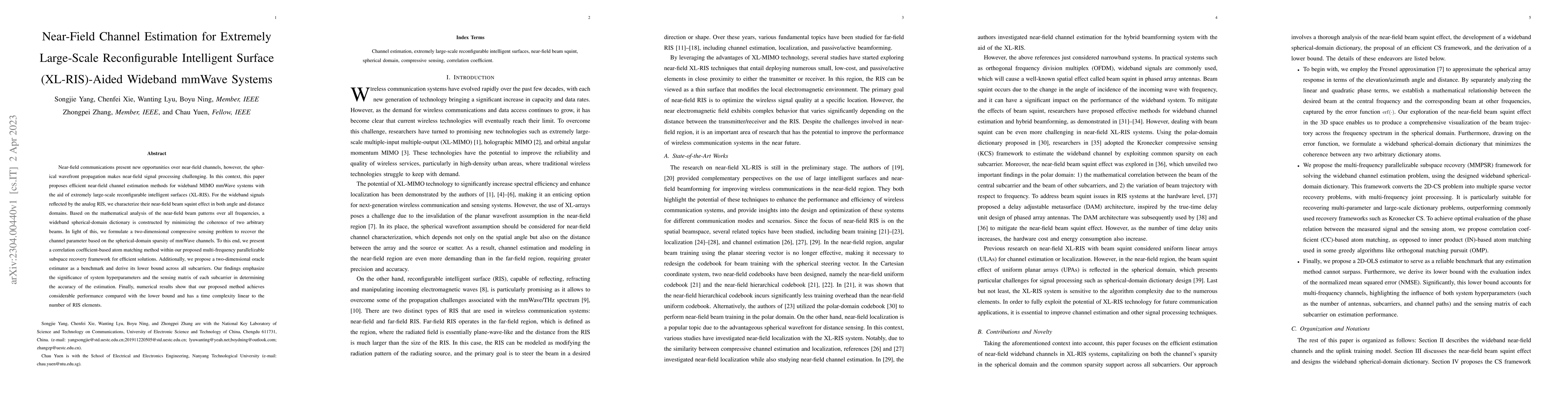Thumbnail for Near-Field Channel Estimation for Extremely Large-Scale Reconfigurable
  Intelligent Surface (XL-RIS)-Aided Wideband mmWave Systems