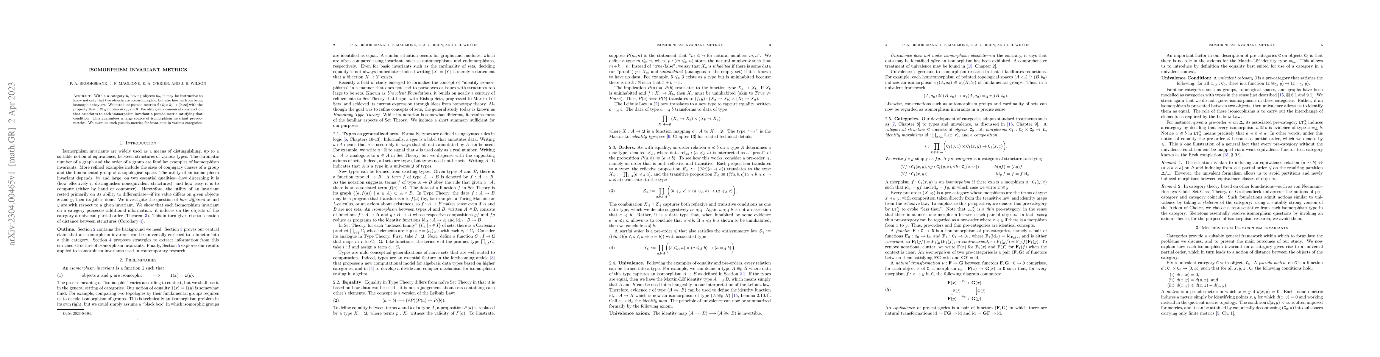 Thumbnail for Isomorphism invariant metrics